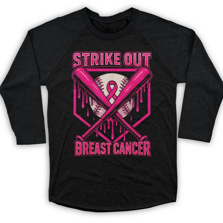 Strike Out Breast Cancer Baseball Ice Cream Drip Baseball Raglan Shirt