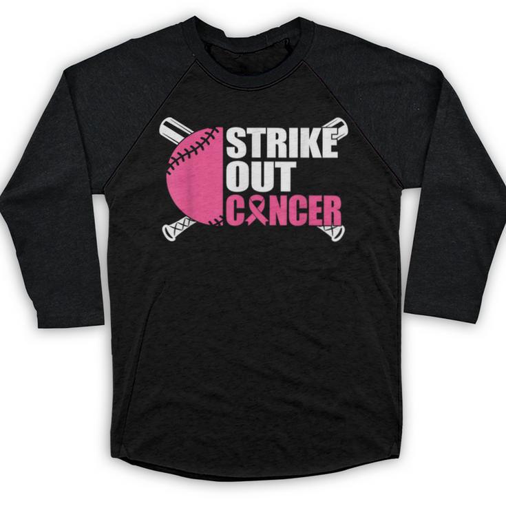 Strike Out Cancer Breast Cancer Awareness Baseball Warrior Baseball Raglan Shirt