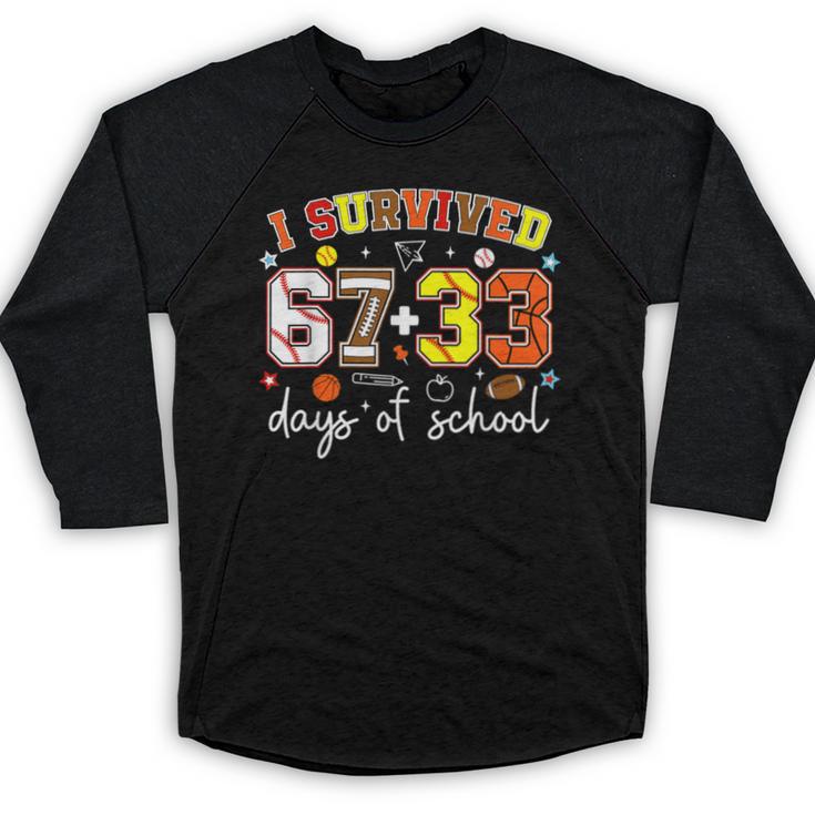 I Survived 6733 Days Baseball Football Basketball 100 Days Baseball Raglan Shirt