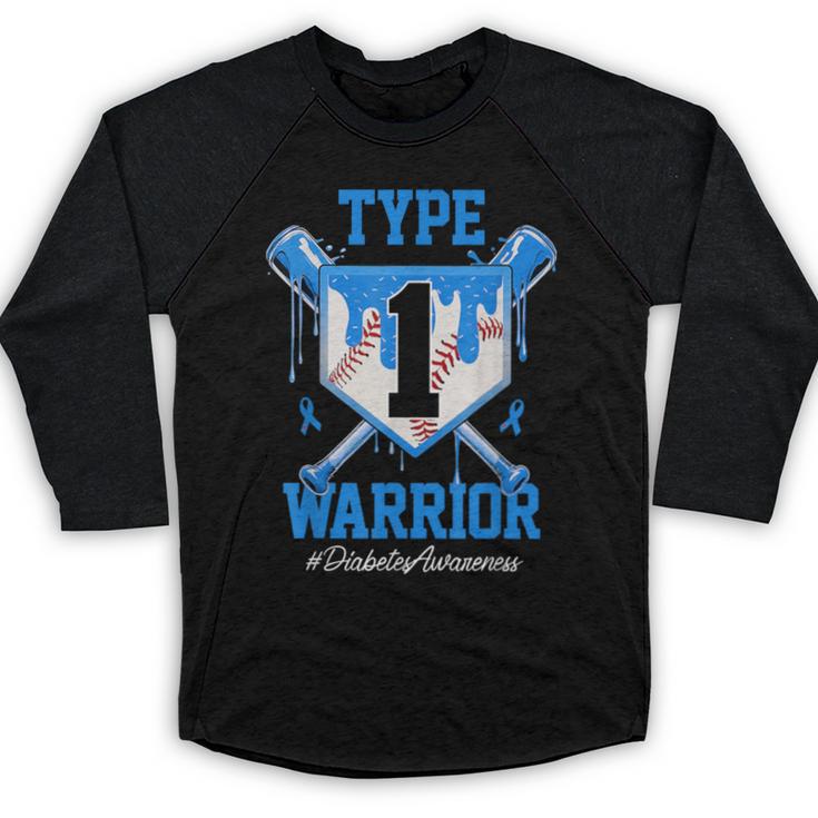 T1D Warrior Baseball Drip Diabetes Awareness Blue Ribbon Baseball Raglan Shirt