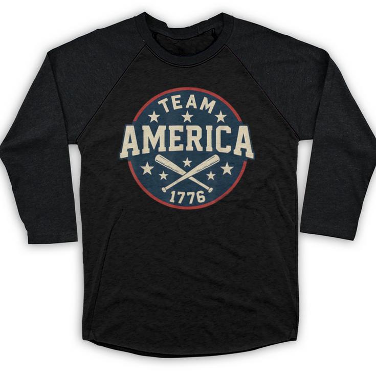 Team America 1776 4th Of July Patriotic Baseball Baseball Raglan Shirt