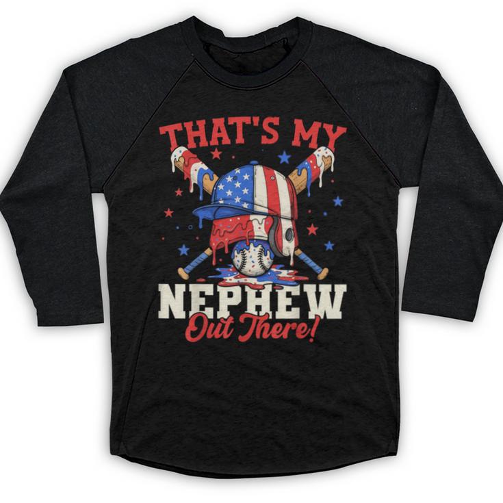 That's My Nephew Out There Baseball Cream Drip Crossed Bat Baseball Raglan Shirt