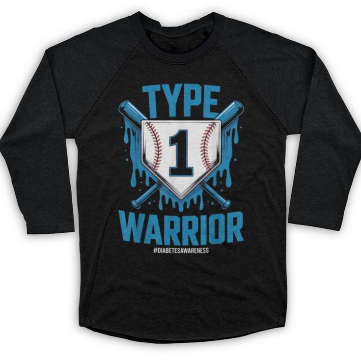 Type 1 Warrior Diabetes Awareness Baseball Enthusiasts Baseball Raglan Shirt