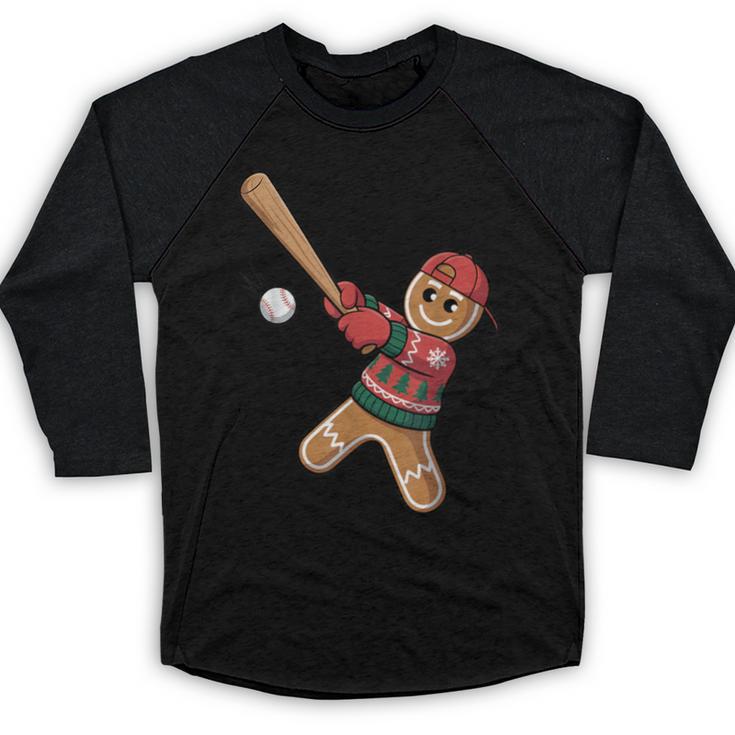 Ugly Christmas Sweater Gingerbread Baseball Toddler Kids Baseball Raglan Shirt