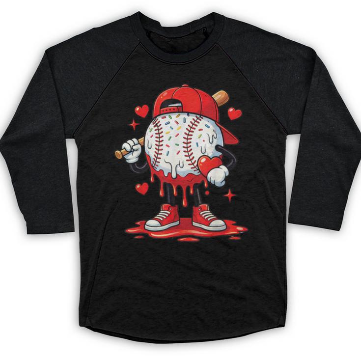 Valentine Baseball Drip Ice Cream Youth Boys Couples Baseball Raglan Shirt