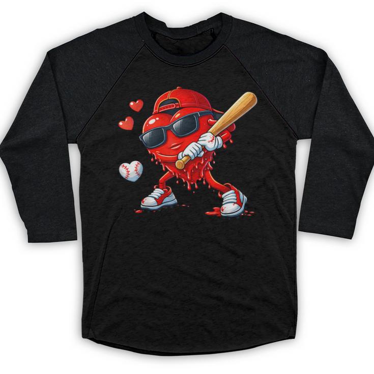 Valentine Baseball Heart Sports Love Valentines Day Boys Baseball Raglan Shirt