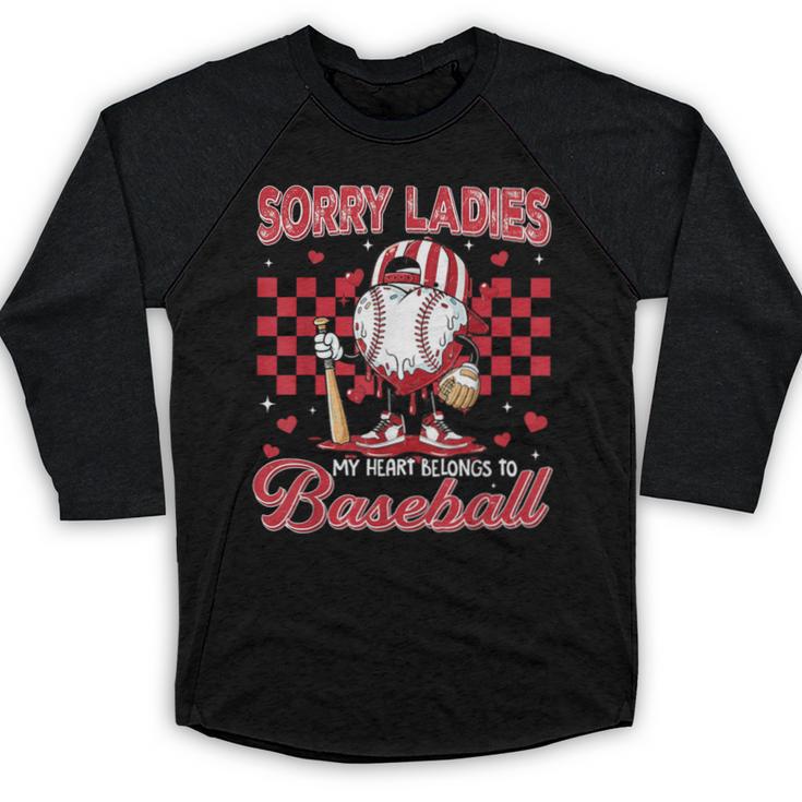 Valentine My Heart Belongs Baseball Lover Boy Men Baseball Raglan Shirt