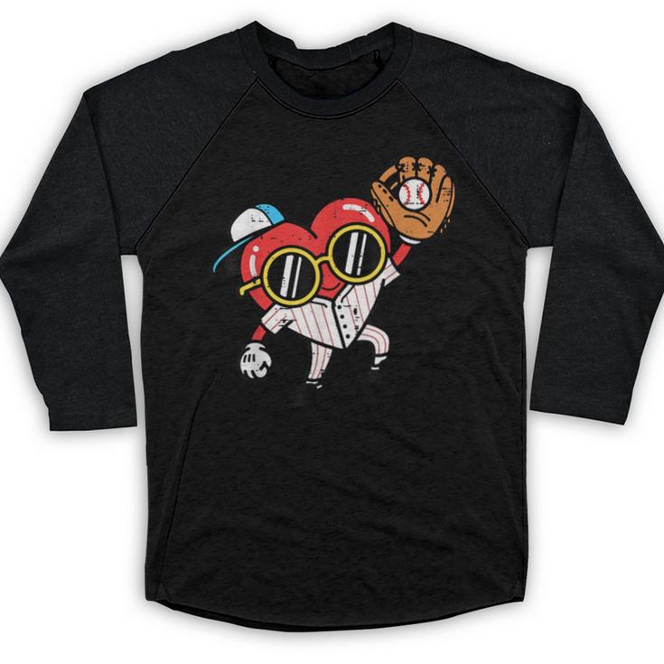 Valentines Day Baseball Heart Gloves Cute Boys Kid Youth Men Baseball Raglan Shirt