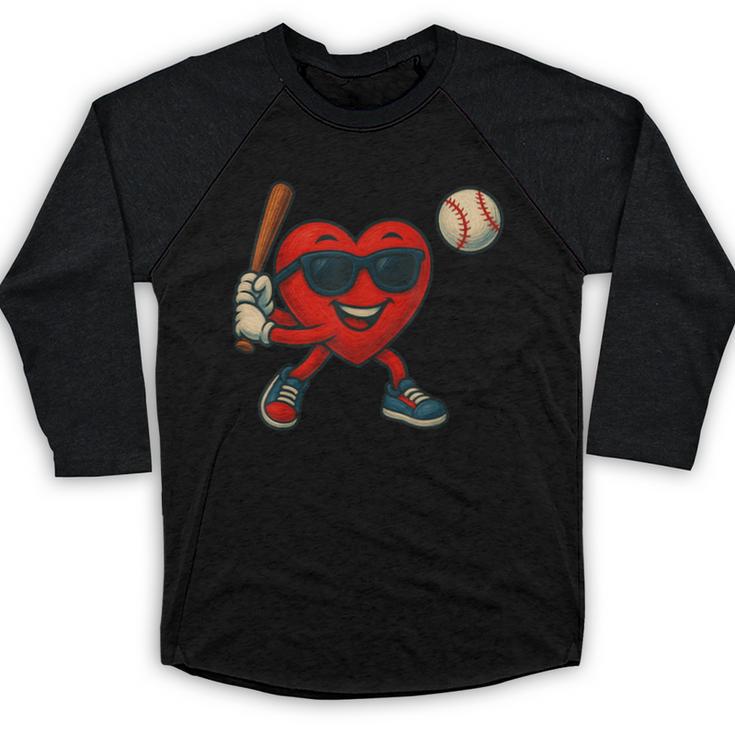 Valentines Day Baseball Red Heart Love Boys Kids Tee Baseball Raglan Shirt