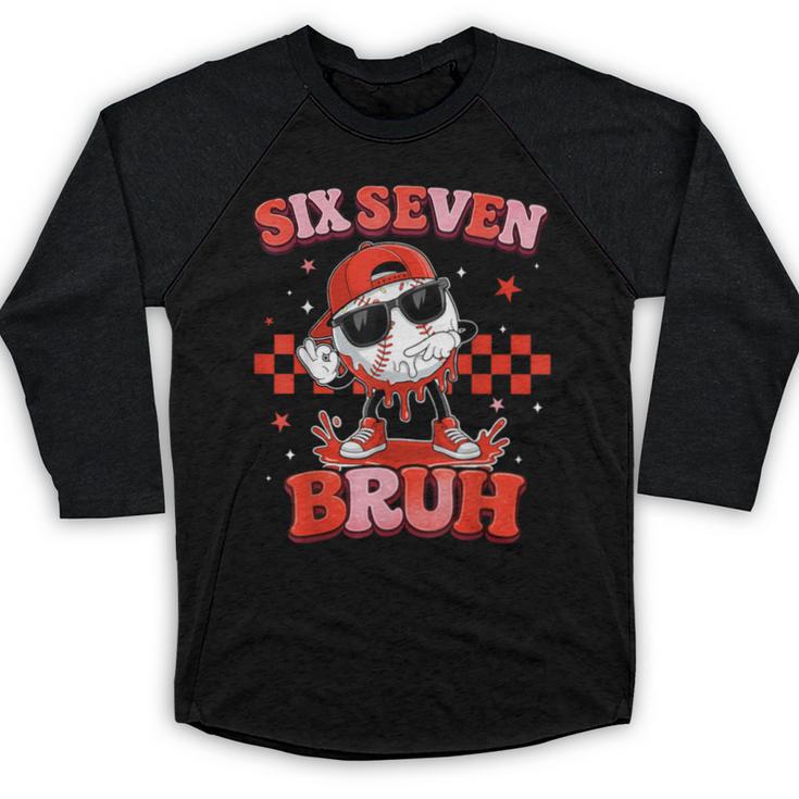 Valentines Day Baseball Six Seven 67 Meme Heart Baseball Dab Baseball Raglan Shirt