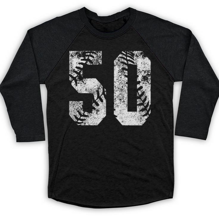 Vintage Baseball Number 50 Jersey Player Uniform Baseball Raglan Shirt