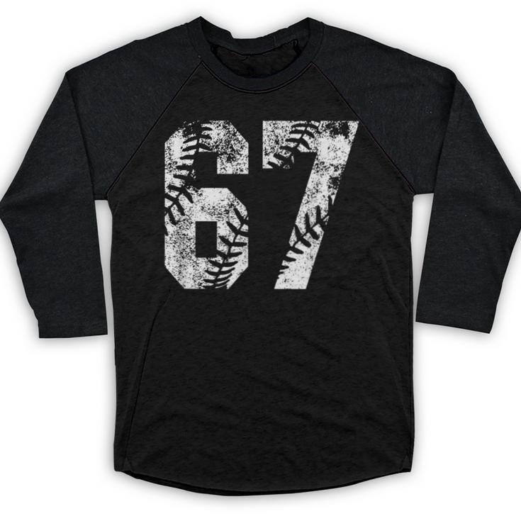 Vintage Baseball Number 67 Jersey Player Uniform Baseball Raglan Shirt