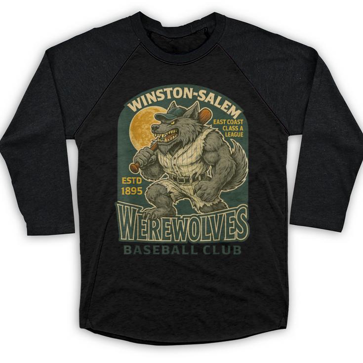 Winston-Salem Werewolves Minor League Baseball Club Baseball Raglan Shirt
