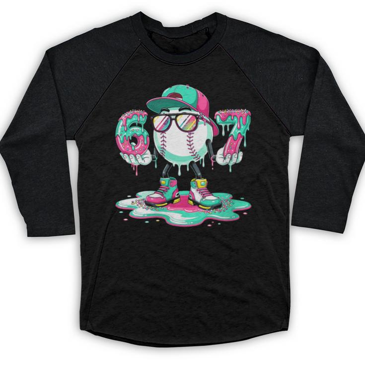 Women's 67 Meme Six Seven 6 7 Meme Baseball Ice Cream Drip Baseball Raglan Shirt