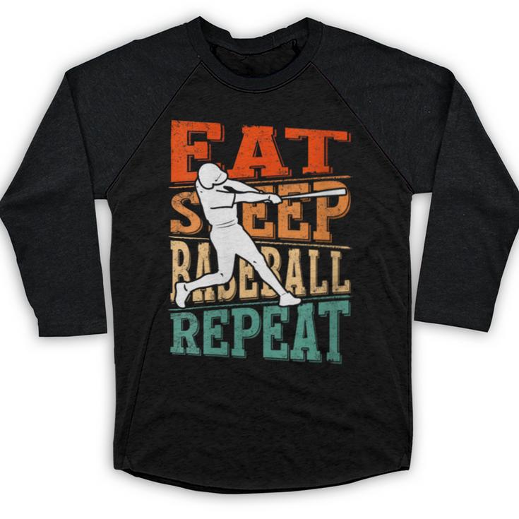 Women's Eat Sleep Baseball Repeat Vintage Player Sport Lover Retro Baseball Raglan Shirt
