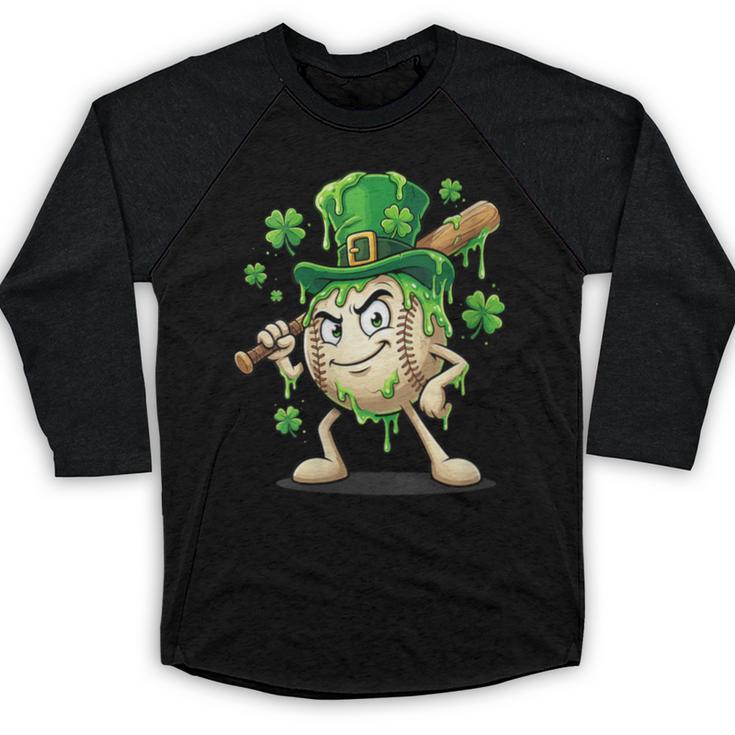 Women's St Patricks Day Baseball Leprechaun Shamrock Player Boys Kid Baseball Raglan Shirt