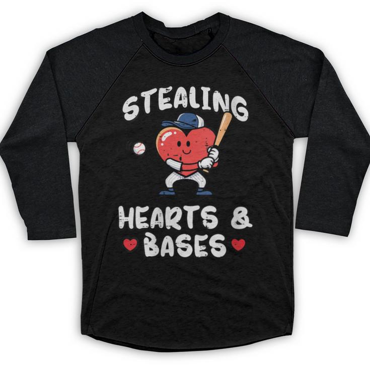Women's Valentines Day Baseball Stealing Hearts Bases Boys Kids Men Baseball Raglan Shirt