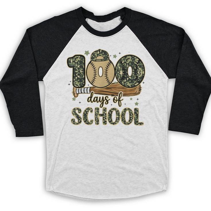 100 Days Of School Baseball Camo Boys Kids 100th Day Baseball Raglan Shirt 100 Days Of School Baseball Camo Boys Kids 100th Day Baseball Raglan Shirt
