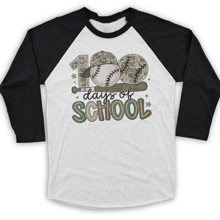 100 Days Of School Baseball Camo Celebration Baseball Raglan Shirt 100 Days Of School Baseball Camo Celebration Baseball Raglan Shirt