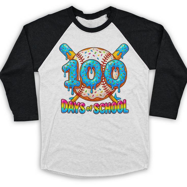 100 Days Of School Baseball Drip Boys 100th Day Of School Baseball Raglan Shirt