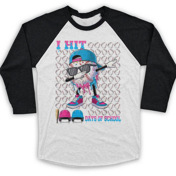 100 Days Of School Baseball Drip Boys Kids 100th Day School Baseball Raglan Shirt