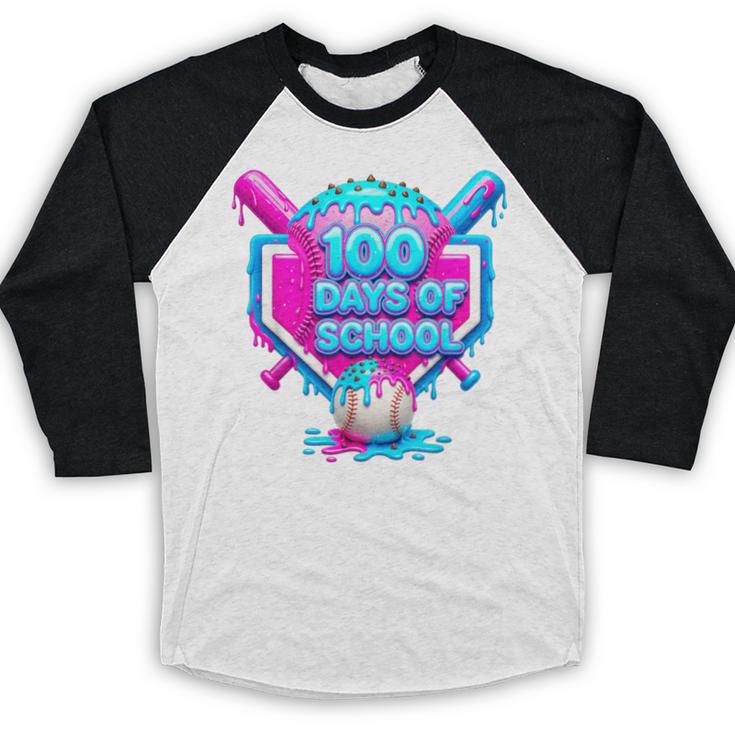 100 Days Of School Baseball Drip 100 Days For Boys And Kids Baseball Raglan Shirt