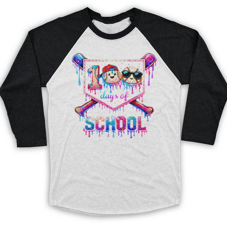 100 Days Of School Baseball Drip Boys For Men Kids Baseball Raglan Shirt