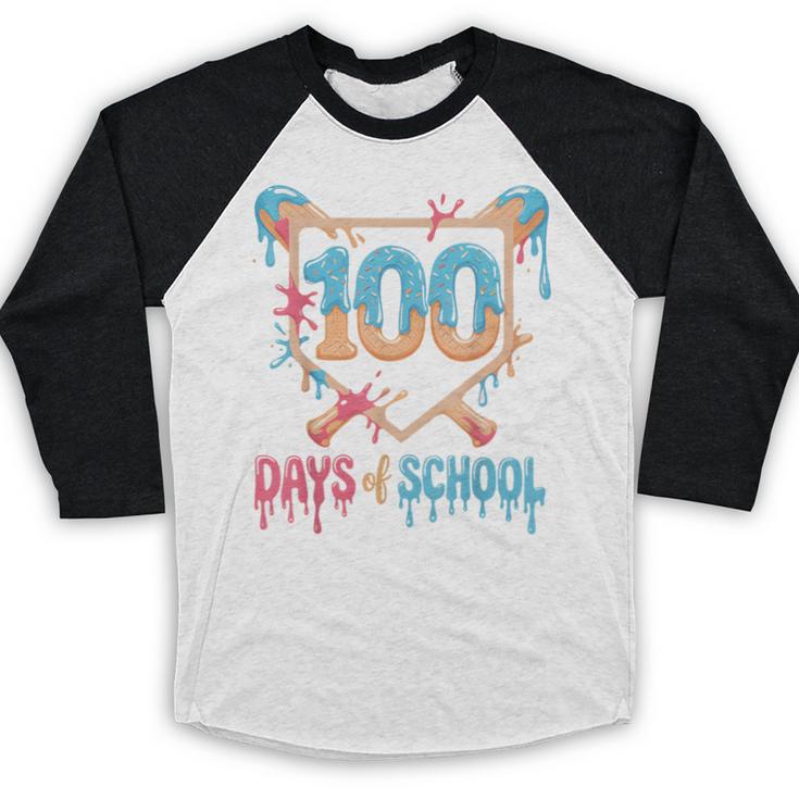 100 Days Of School Baseball Drip 100 Days Of School Baseball Raglan Shirt