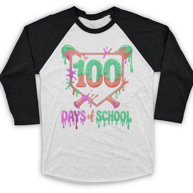 100 Days Of School Baseball Ice Cream Drip 100th Day Player Baseball Raglan Shirt 100 Days Of School Baseball Ice Cream Drip 100th Day Player Baseball Raglan Shirt