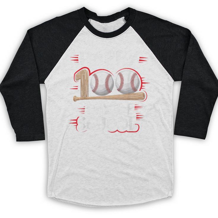100 Days Of School Baseball Theme Kids Teens Boys 100th Day Baseball Raglan Shirt
