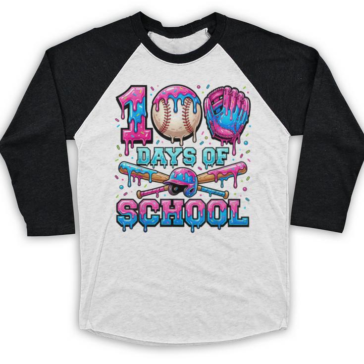 100 Days Of School Baseball Sports Drip Graphic Baseball Raglan Shirt 100 Days Of School Baseball Sports Drip Graphic Baseball Raglan Shirt