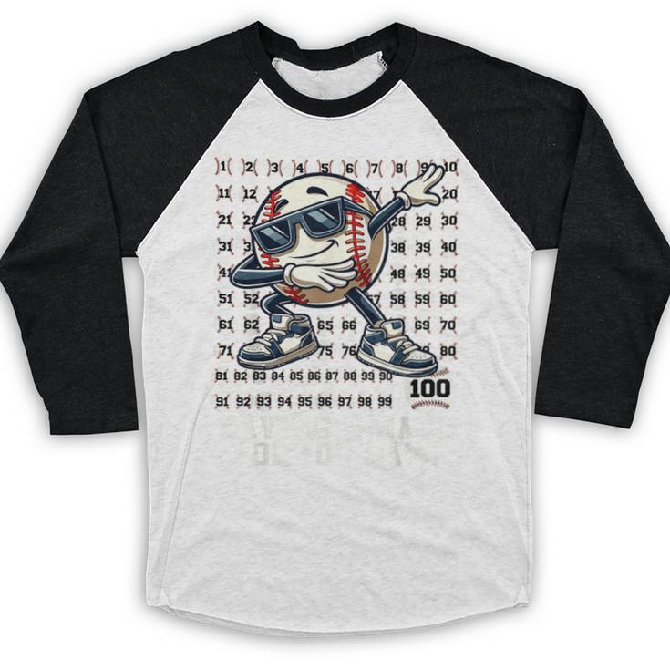 100 Days Of School Boys Dabbing Baseball 100th Day Of School Baseball Raglan Shirt