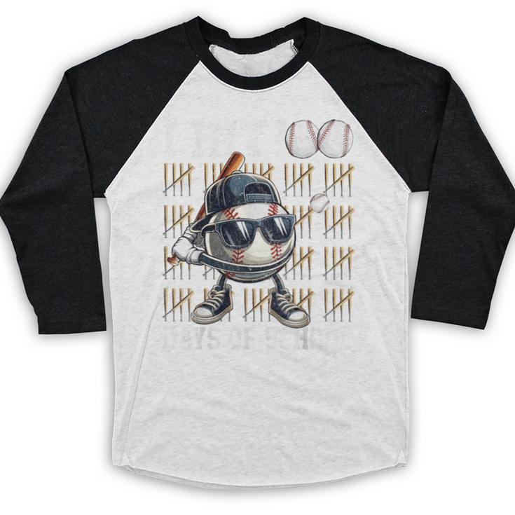100 Days Of School Boys Kids 100th Day Balls Baseball Kids Baseball Raglan Shirt