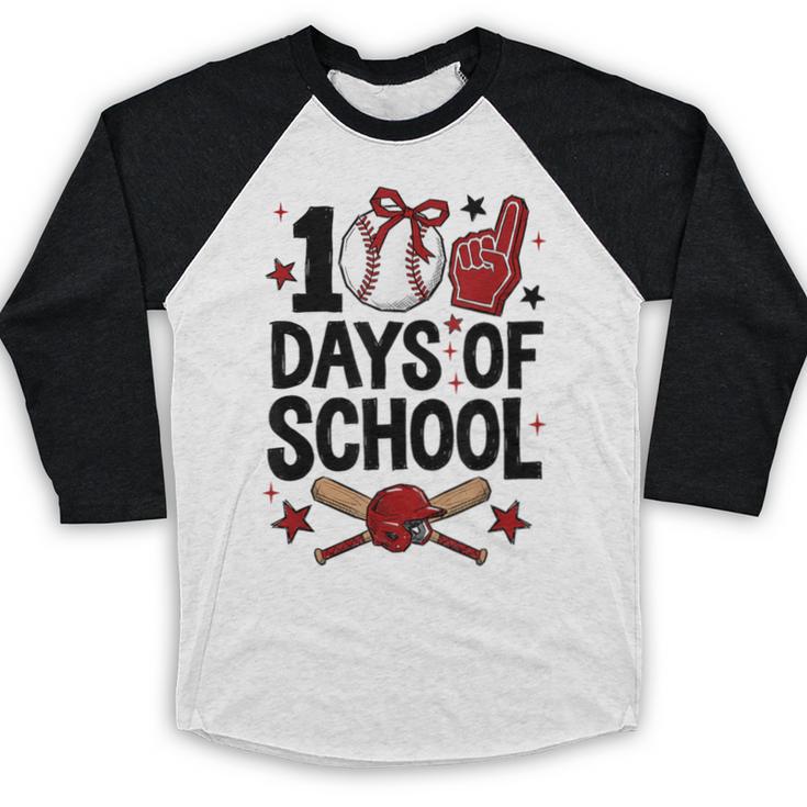 100 Days Of School Coquette Bow Baseball 100th Day Girl Kid Baseball Raglan Shirt