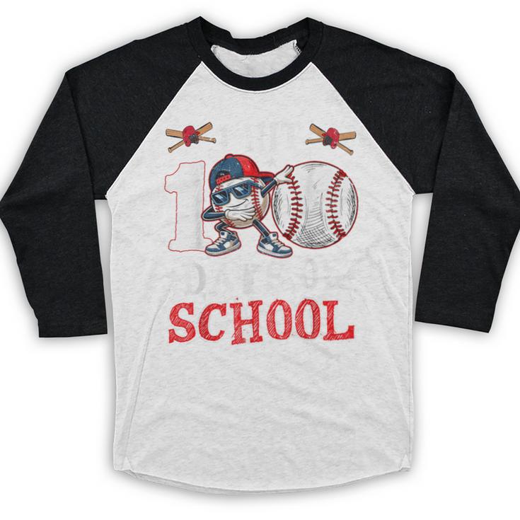 100 Days Of School Dabbing Baseball Hit Student Kids Boys Baseball Raglan Shirt