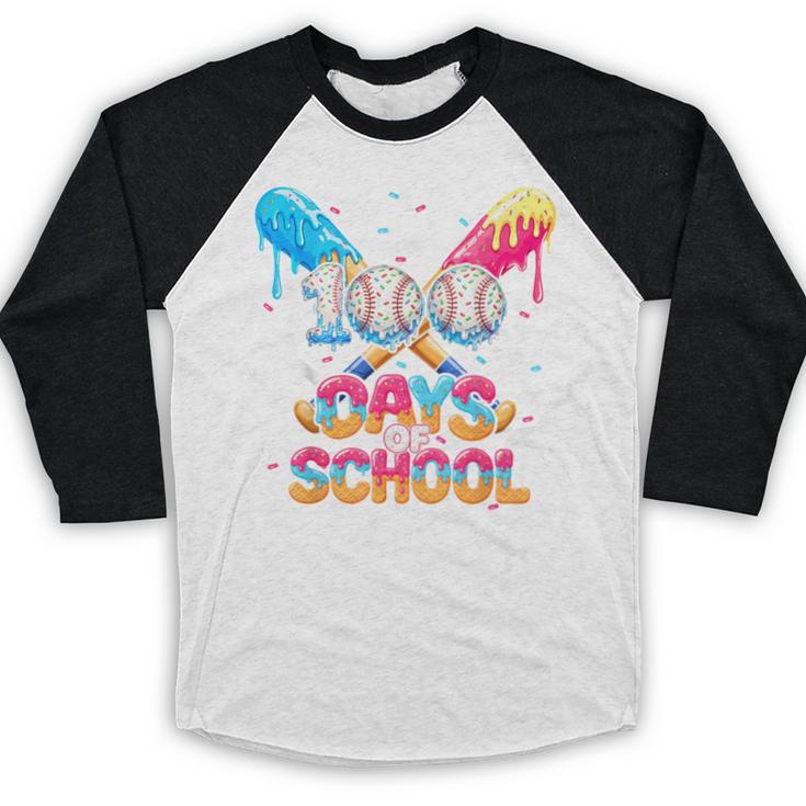 100 Days Of School Ice Cream Baseball Player For Kids Boys Baseball Raglan Shirt 100 Days Of School Ice Cream Baseball Player For Kids Boys Baseball Raglan Shirt