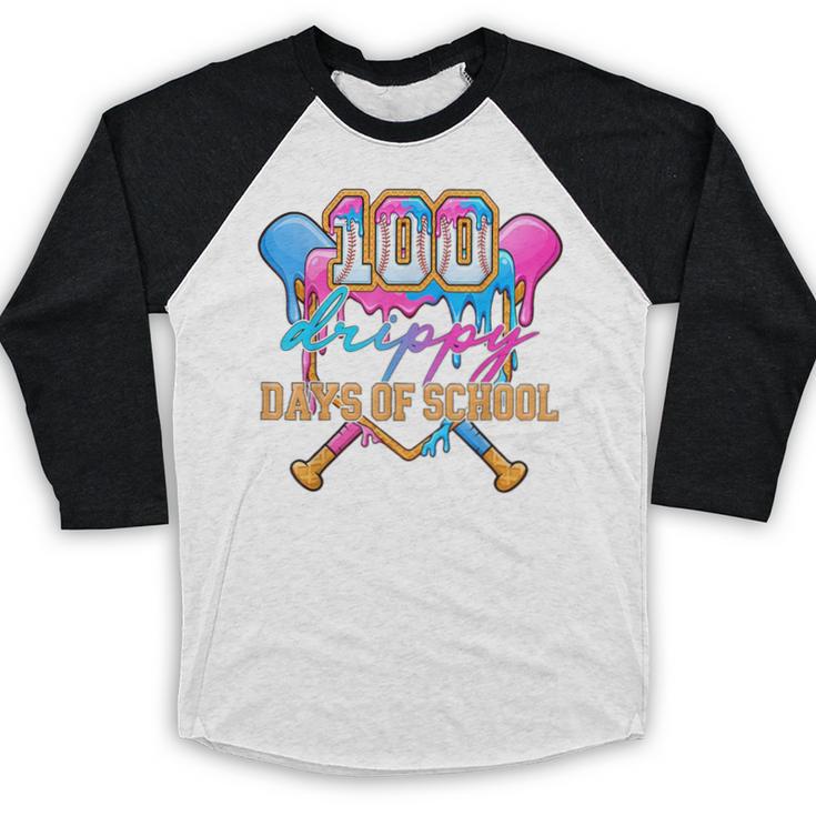100 Drippy Days Of School Baseball Ice Cream Drip Boys Kids Baseball Raglan Shirt 100 Drippy Days Of School Baseball Ice Cream Drip Boys Kids Baseball Raglan Shirt