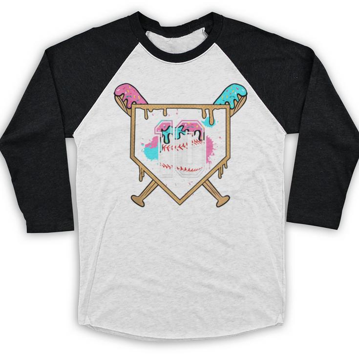 10th Birthday Baseball Bat Ice-Cream Drip 10yrs Old Boys Baseball Raglan Shirt 10th Birthday Baseball Bat Ice-Cream Drip 10yrs Old Boys Baseball Raglan Shirt