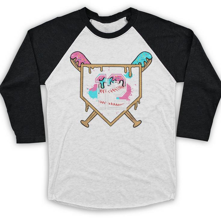 12th Birthday Baseball Bat Ice-Cream Drip 12yrs Old Boy Kid Baseball Raglan Shirt