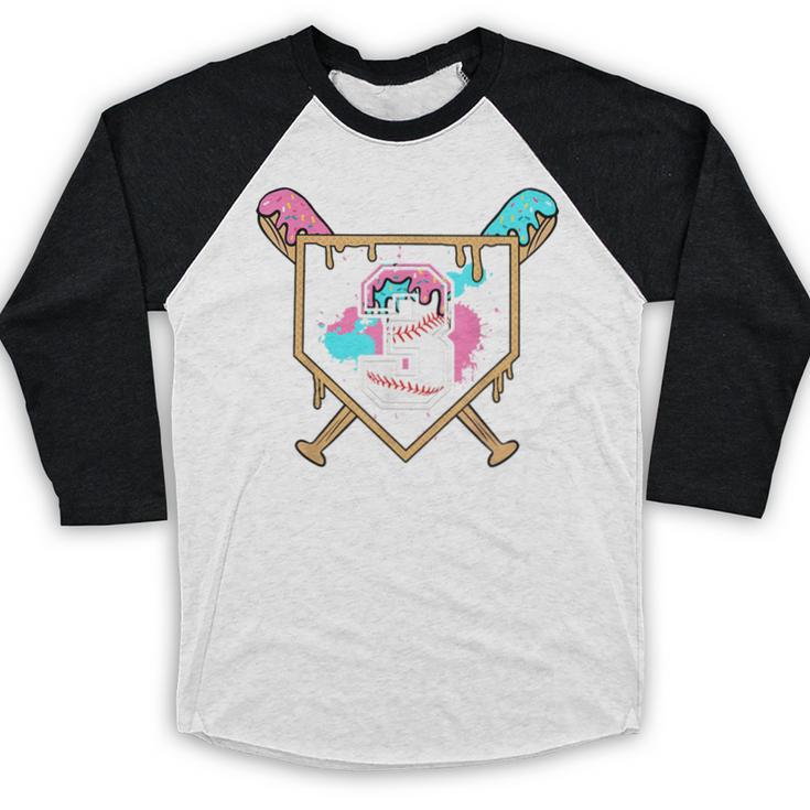 3rd Third Birthday Baseball Bat Ice-Cream Drip 3yrs Old Boys Baseball Raglan Shirt
