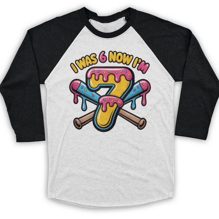 I Was 6 Now I'm 7 Dripping Ice Cream Baseball 67 Drip Baseball Raglan Shirt I Was 6 Now I'm 7 Dripping Ice Cream Baseball 67 Drip Baseball Raglan Shirt