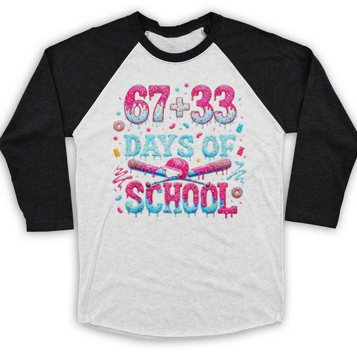 67 33 Days Of School Baseball Drip 100th Day Of School Boys Baseball Raglan Shirt