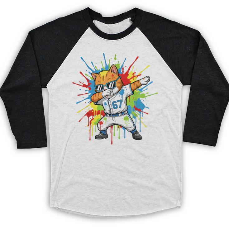 67 Baseball Dabbing Cat 6 7 Dripping Ice Cream Meme Baseball Raglan Shirt 67 Baseball Dabbing Cat 6 7 Dripping Ice Cream Meme Baseball Raglan Shirt