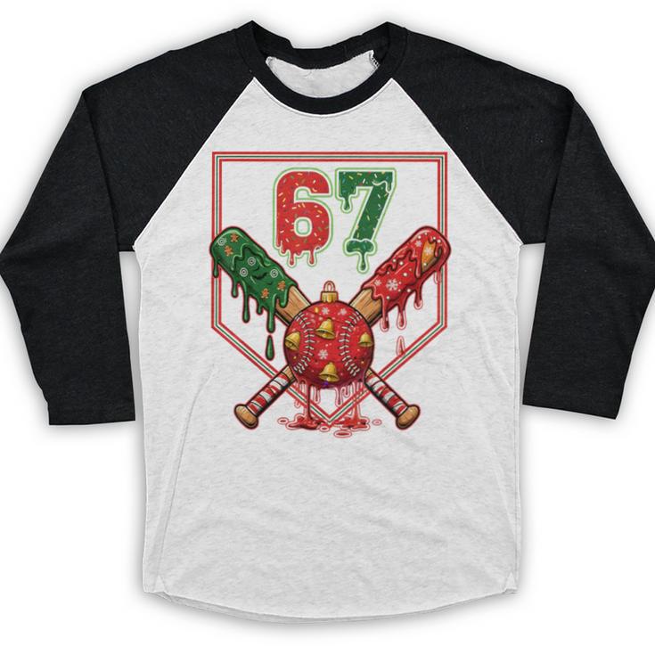67 Baseball Drip Christmas Meme Six Seven Gen Alpha Slang Baseball Raglan Shirt