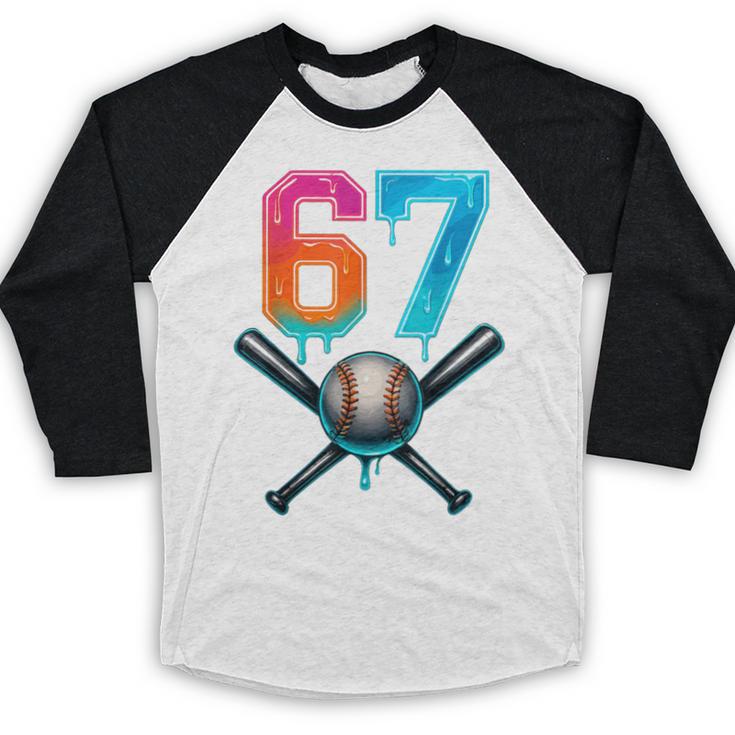 67 Baseball Meme Cool Drip Number 67 Player Or 67th Birthday Baseball Raglan Shirt