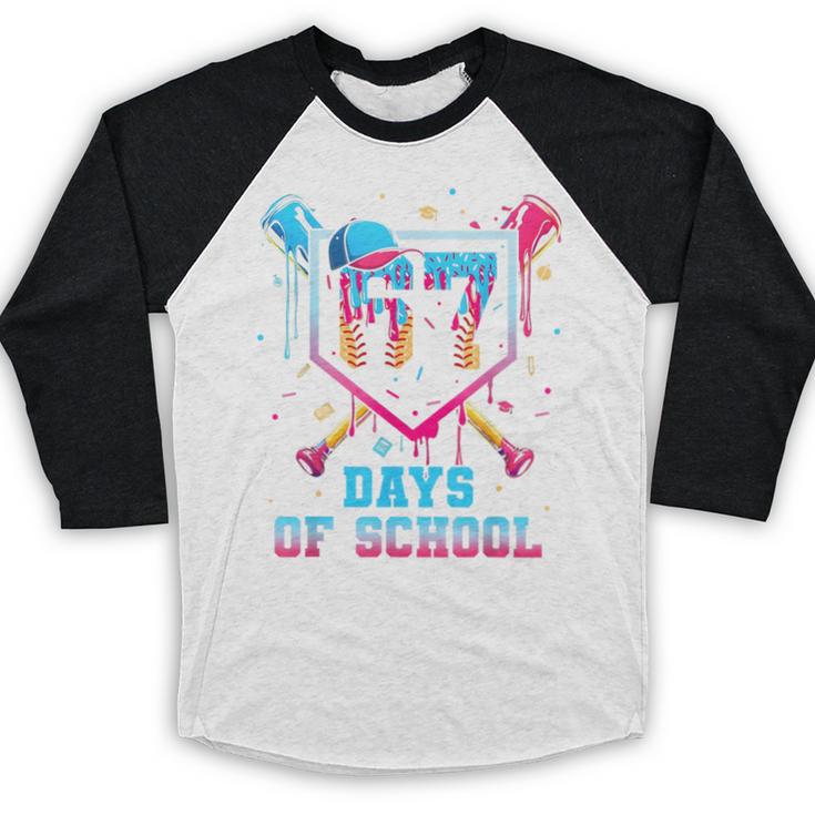 67 Days Of School 67th Day Baseball Meme Men Boys Kids Baseball Raglan Shirt