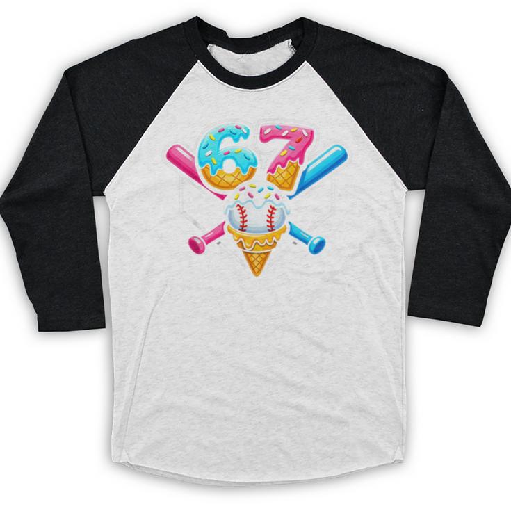 67 Ice Cream Drip Baseball Meme Six Seven Gen Alpha Slang Baseball Raglan Shirt 67 Ice Cream Drip Baseball Meme Six Seven Gen Alpha Slang Baseball Raglan Shirt