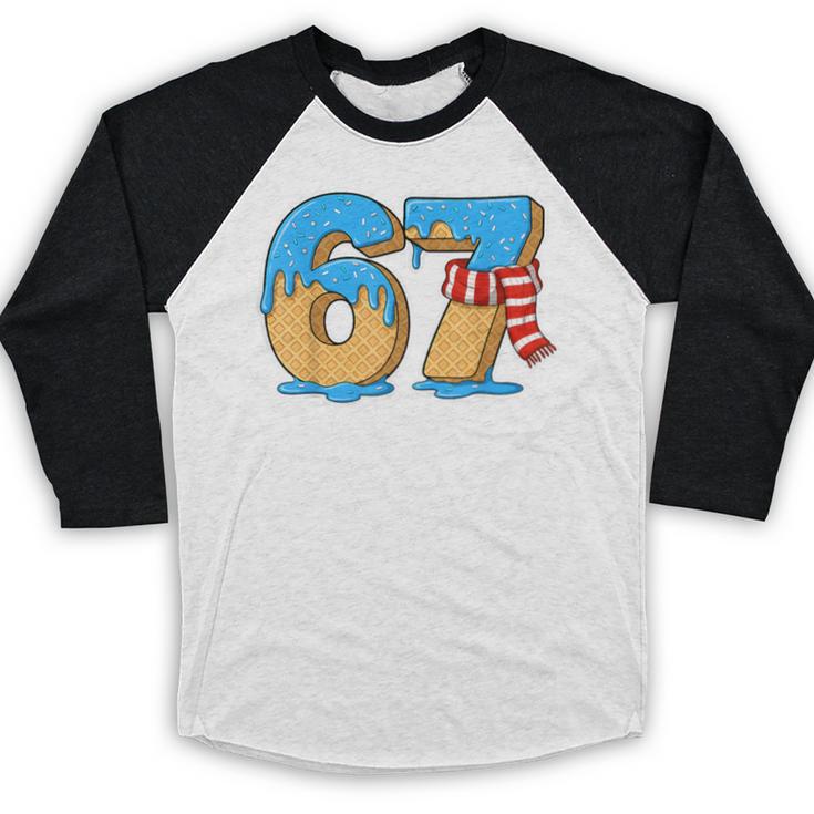 67 Ice Cream Drip Six Seven Baseball Drip 67 Boys Meme Baseball Raglan Shirt