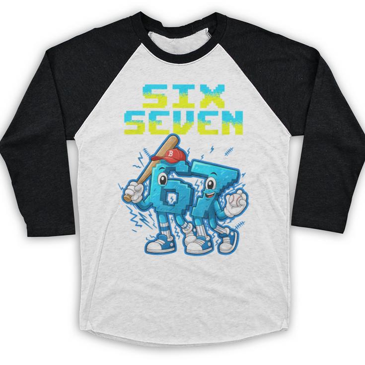 67 Six Seven 6-7 Italian Brainrot Kids Baseball Meme Baseball Raglan Shirt