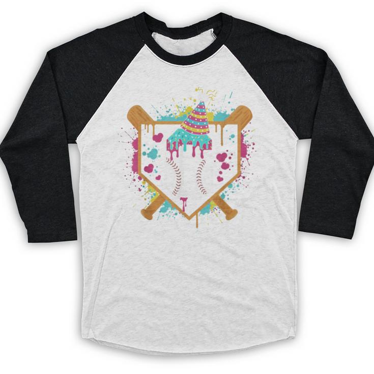 6th Birthday Baseball Drip Number 6 Year Old Birthday Boy Baseball Raglan Shirt